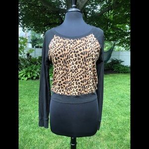 Black and leopard print PINK sweater/long sleeve